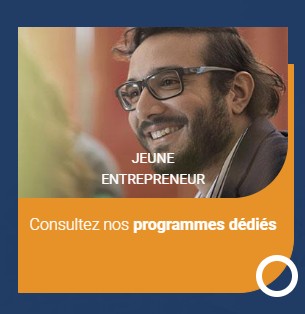 BIAT website tile: “Jeune entrepreneur — Consultez nos programmes dédiés”
